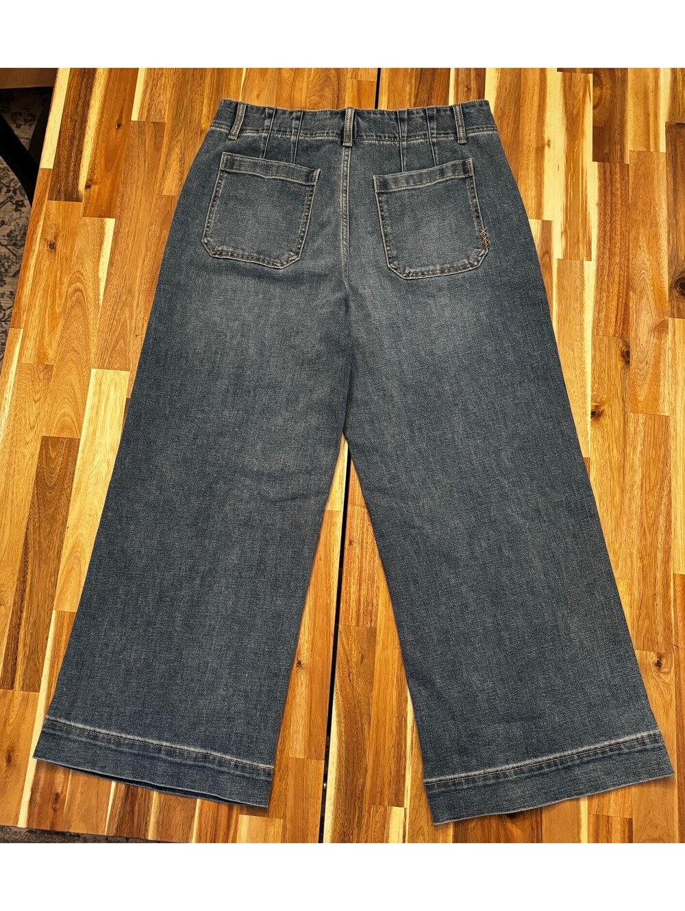 Scotch & Soda Size 12 Wide Leg Cropped Jeans Patch Pocket Medium Wash Stretch